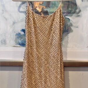 Oh Polly Gold Embellished Mini Dress